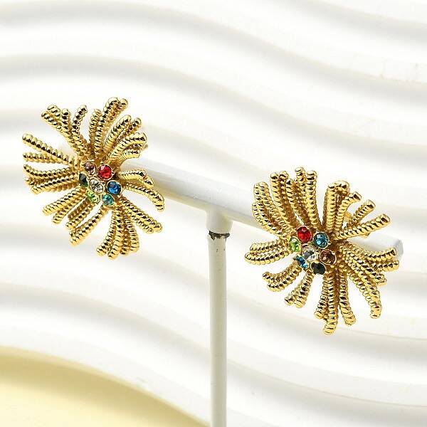 304 Stainless Steel Micro Pave Clear Cubic Zirconia Stud Earrings For Women