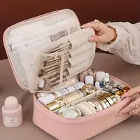 Pinky Multi-layer large-capacity removable cosmetic bag, imitation Synthetic Synthetic Leather travel cosmetic storage box, u...