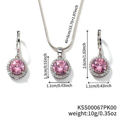 Brass Rhinestones Flat Round Jewelry Set