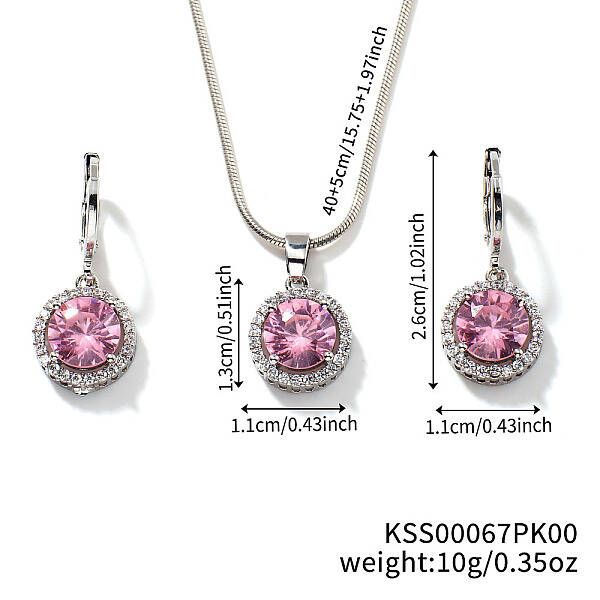 Brass Rhinestones Flat Round Jewelry Set