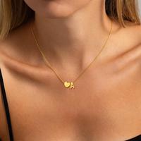 Personalized Style Tiny Heart with Initial Letter Necklace for Women Stainless Steel A-Z Alphabet Choker Chain Jewelry Daily ...