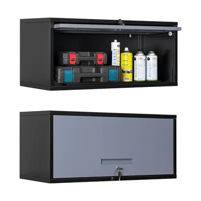 Letaya Metal Garage Wall Cabinet with Doors, Wall Mounted Metal Storage Cabinet, Floating Garage Tool Cabinet for Garage, Bas...