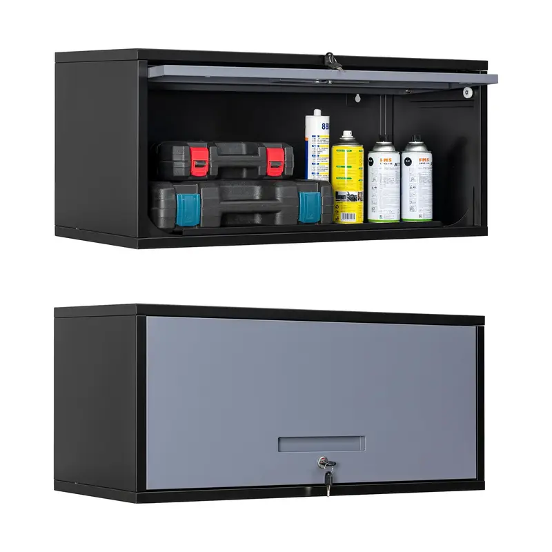 Letaya Metal Garage Wall Cabinet with Doors, Wall Mounted Metal Storage Cabinet, Floating Garage Tool Cabinet for Garage, Bas...