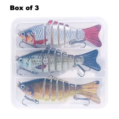 Fishing Lure (3counts/box), Multi-jointed Swim Crank Bait, Freshwater & Saltwater Trout & Bass Fishing Lure