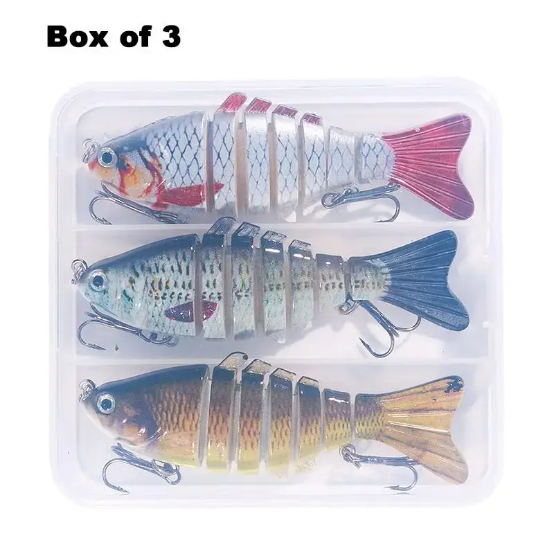Fishing Lure (3counts/box), Multi-jointed Swim Crank Bait, Freshwater & Saltwater Trout & Bass Fishing Lure
