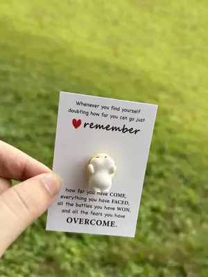 Cute Rabbit Design Resin Ornament with Encouragement Greeting Card, 2024 New Style Fashionable Jewelry Making Accessories for...