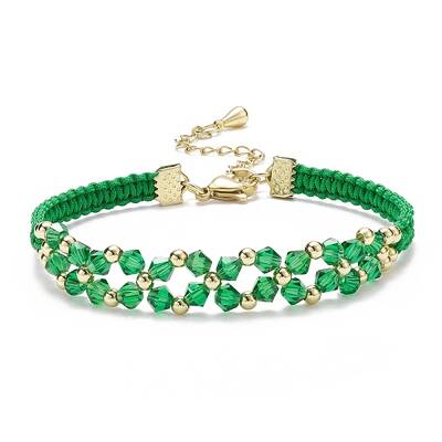 Glass Braided Flower Link Bracelet for Women