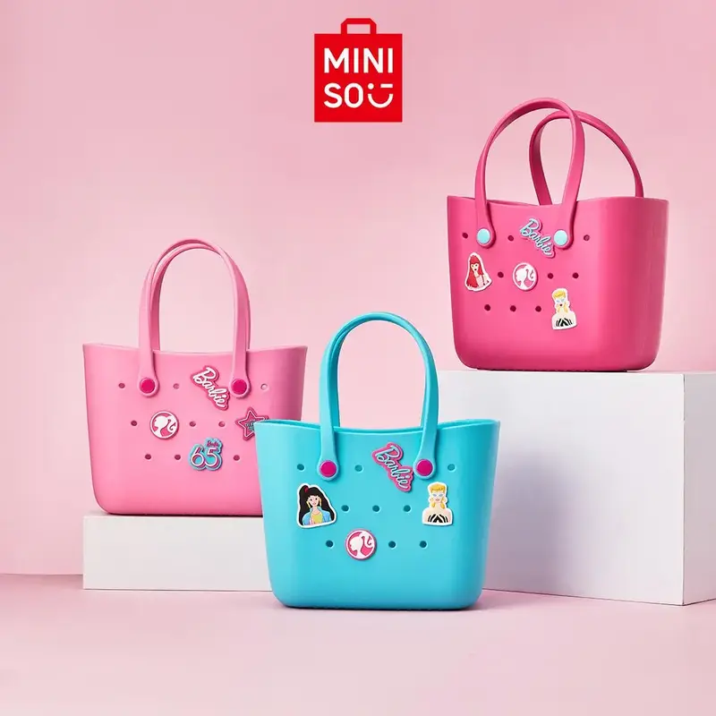 [Fall Deals] MINISO Barbie Sunlight Shining Series Lunch Box Bento Storage Bag Cartoon Cute Portable EVA Handbag Girl Birthda...