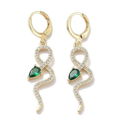 Real 18K Gold Plated Brass Dangle Leverback Earrings