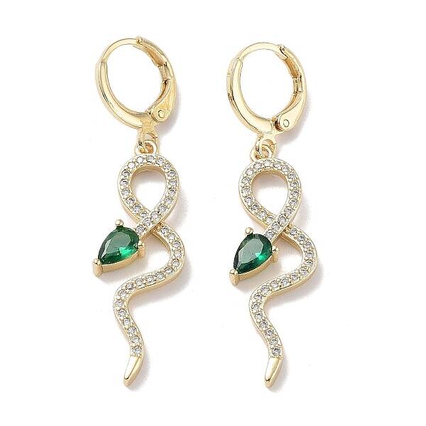Real 18K Gold Plated Brass Dangle Leverback Earrings