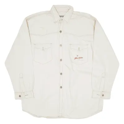 BLUE WATER Plain Shirt Beige Long Sleeve Mens M