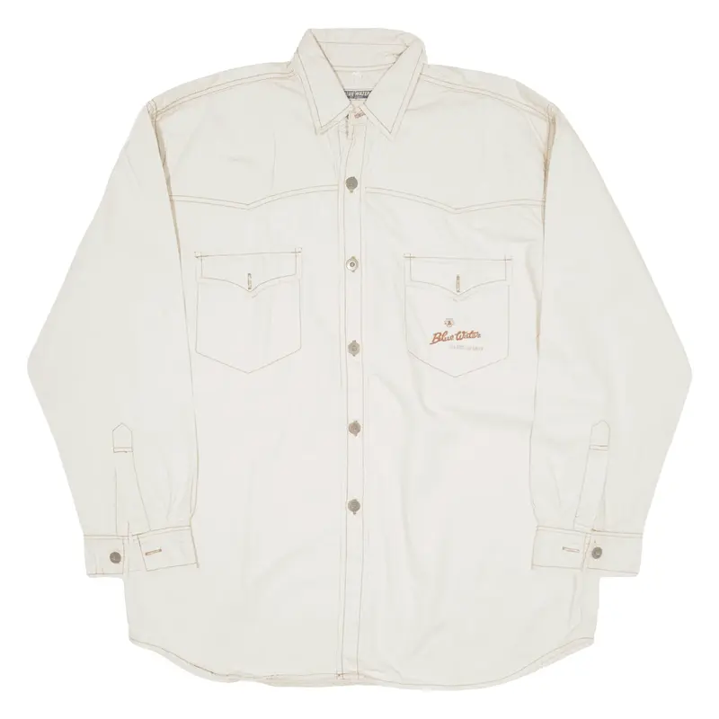 BLUE WATER Plain Shirt Beige Long Sleeve Mens M