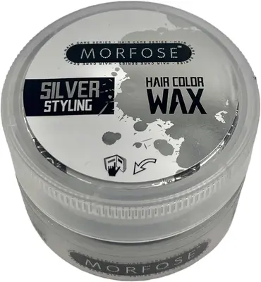 Hair wax Morfose - coloring hair wax, strong, matte finish, 100 ml silver | Silver