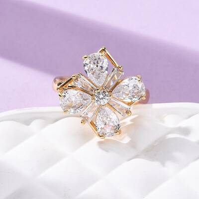 Brass Micro Pave Cubic Zirconia Rotating Finger Rings