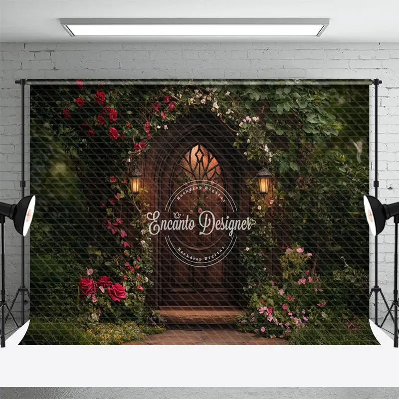 Aperturee Retro Door Green Natural Plant Floral Spring Backdrop, 3X2FT(1MX0.6M), 14 USD, spring backdrops, ENHD1J81-M