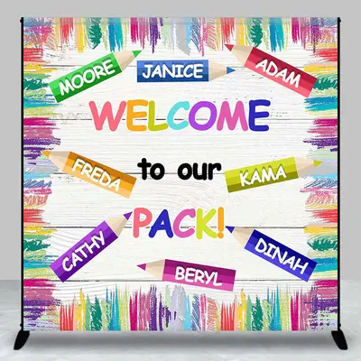 Colorful Welcome To Our Pack Custom Name Backdrop