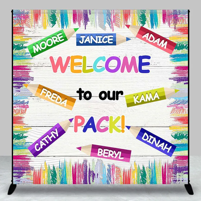 Colorful Welcome To Our Pack Custom Name Backdrop