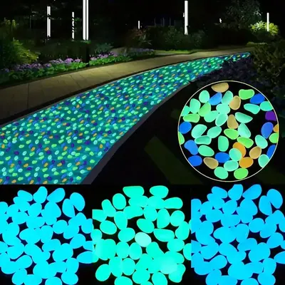 Glow in The Dark Blocks, 50/300pcs/set Luminous Stones for Indoor & Outdoor Decor, Perfect for Gardens Patios Walkways Drivew...