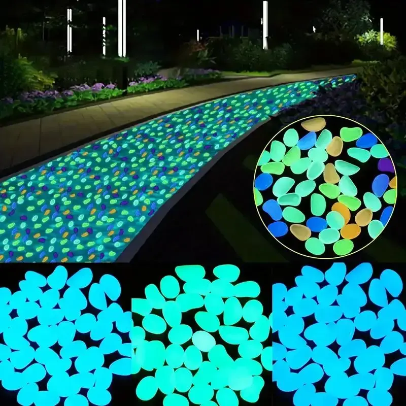 Glow in The Dark Blocks, 50/300pcs/set Luminous Stones for Indoor & Outdoor Decor, Perfect for Gardens Patios Walkways Drivew...