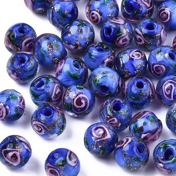 Handmade Gold Sand Lampwork Beads