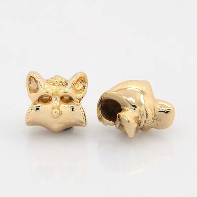 Light Gold Tone Alloy Kitten European Beads