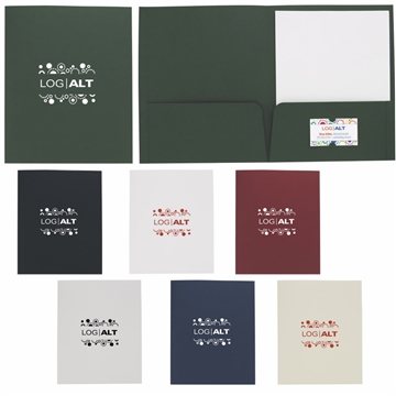 100 Promotional Linen Paper Folder - Business Card Slot