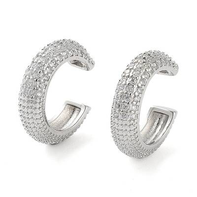 Brass Micro Pave Cubic Zirconia Cuff Earrings for Women