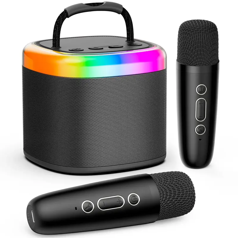 JYX D17 Wireless Portable Karaoke Speaker with 2 Wireless Microphones and RGB Light Show, Ideal for Kids, Travel, Outdoor Spo...