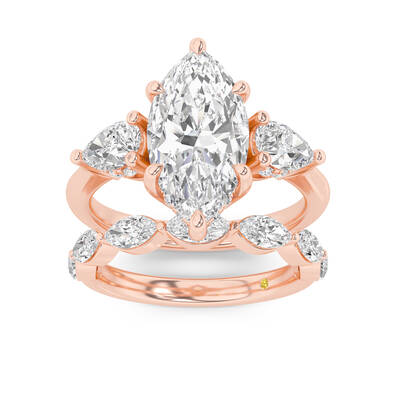Celestia Lab Grown Marquise Diamond Engagement Ring with The Elara Wedding Band | 18K Rose Gold 3 3/4 ct. tw.