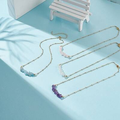 Natural Mixed Stone Chips Beaded Necklaces