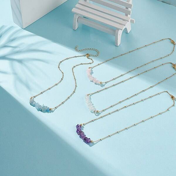 Natural Mixed Stone Chips Beaded Necklaces