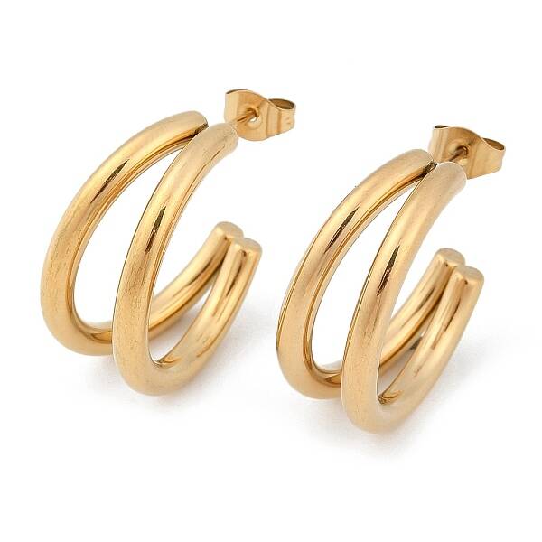 Ion Plating(IP) Moon 304 Stainless Steel Stud Earrings for Women