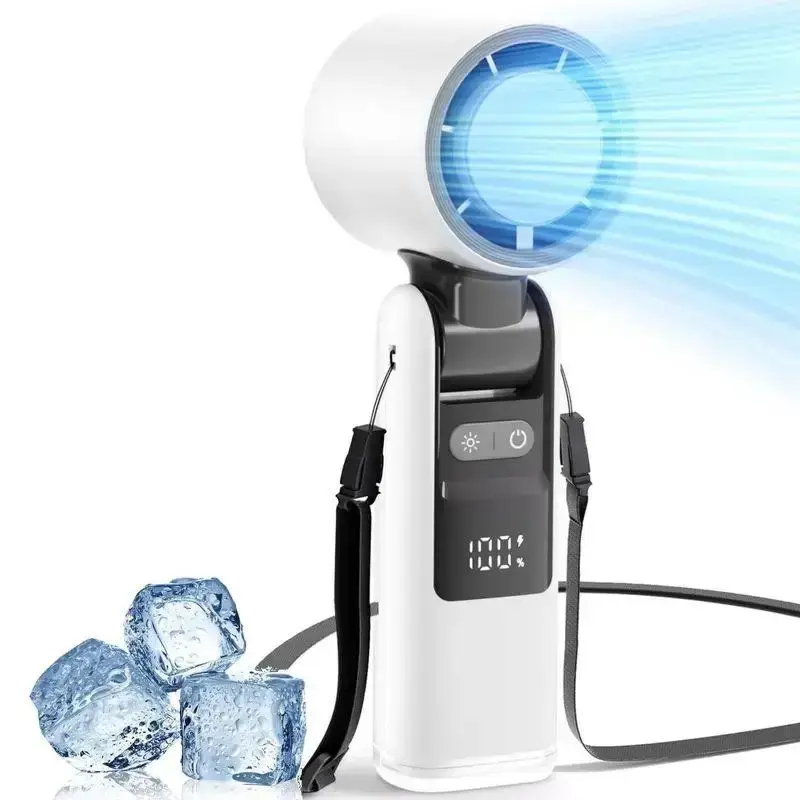 Portable Handheld Turbo Fan, 5 Gear Wind Hand Fan with Air Turbo Tech Cooling Fan, Digital Display Fan, USB Rechargeable Fan ...