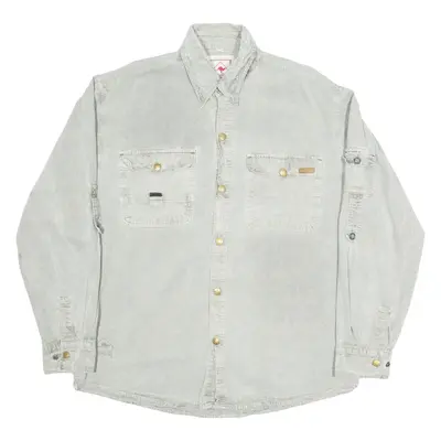 SCIPPIS Mens Denim Shirt Grey Long Sleeve 2XL