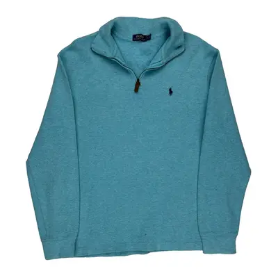 Polo By Ralph Lauren 1/4 Zip - Large Blue Cotton Blend