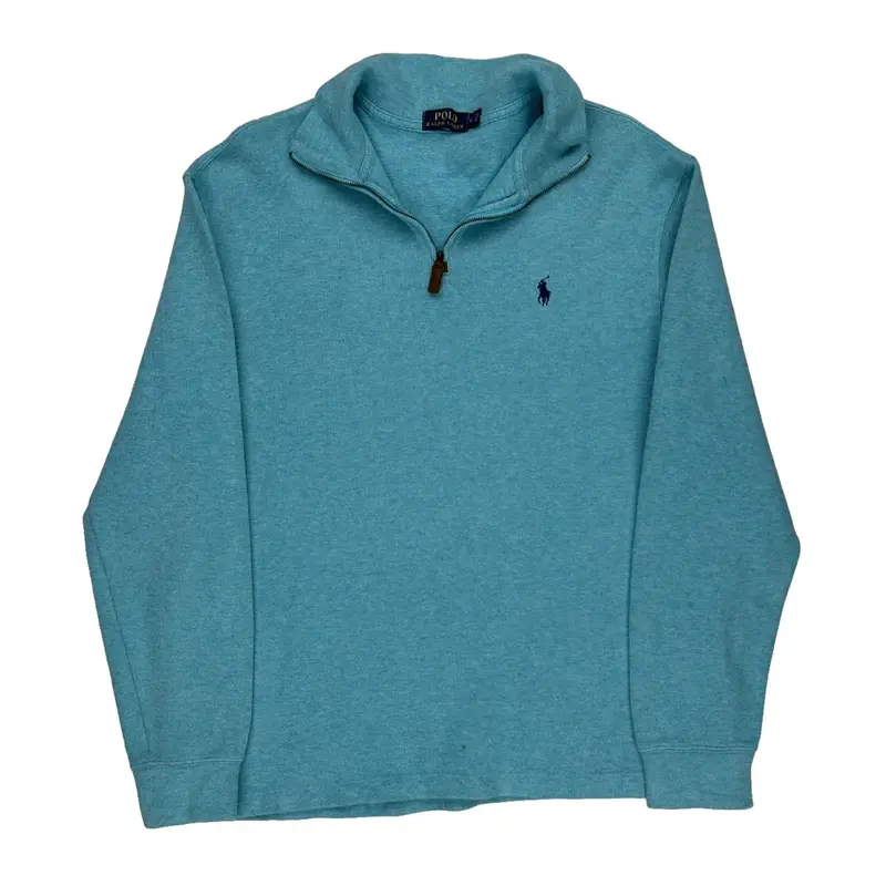 Polo By Ralph Lauren 1/4 Zip - Large Blue Cotton Blend