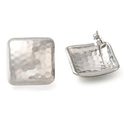 304 Stainless Steel Rhombus Stud Earrings