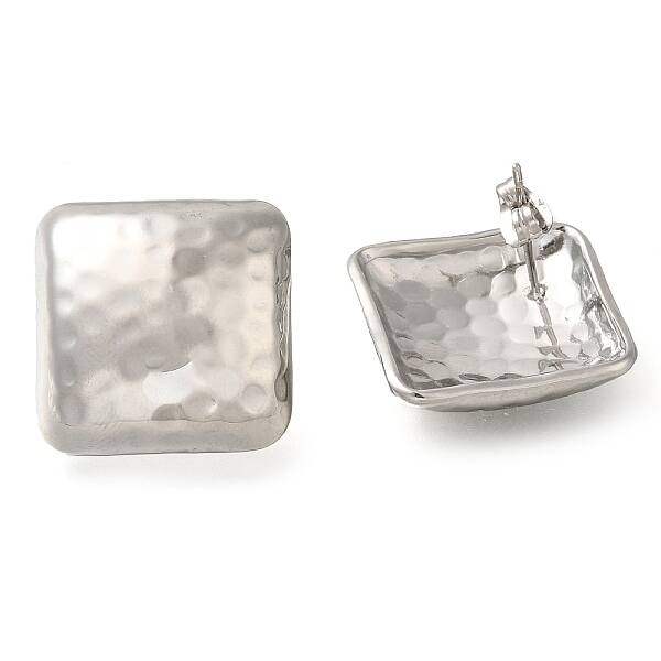 304 Stainless Steel Rhombus Stud Earrings
