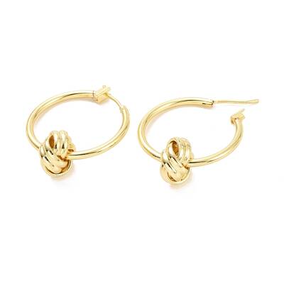 Brass Knot Hoop Earrings for Women