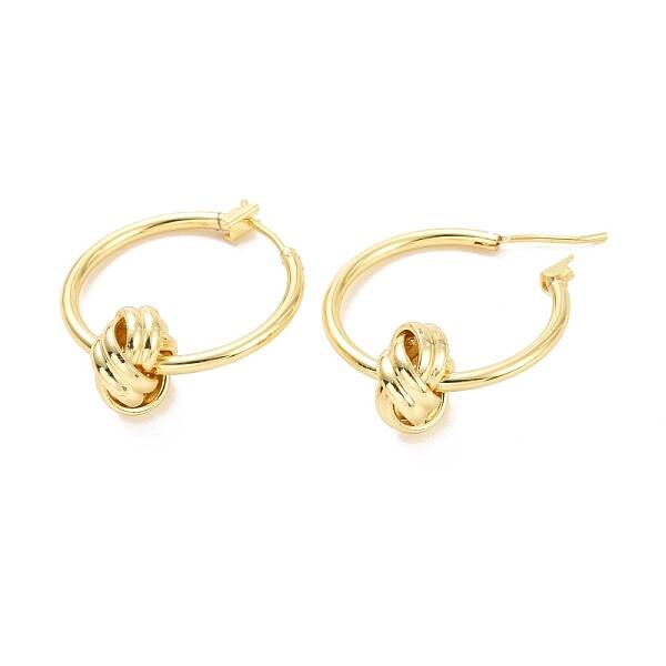 Brass Knot Hoop Earrings for Women
