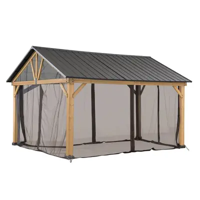 SUNJOY Replacement Mosquito Netting for 11 ft. ×13 ft. Wood-Framed Gable Roof Gazebos (W/Netting Tube)