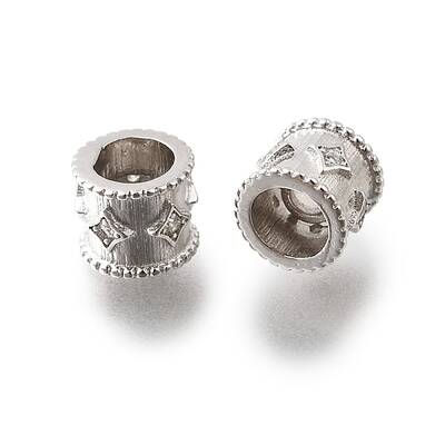 925 Sterling Silver Micro Pave Clear Cubic Zirconia Beads