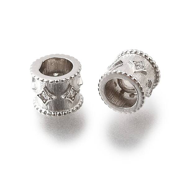 925 Sterling Silver Micro Pave Clear Cubic Zirconia Beads