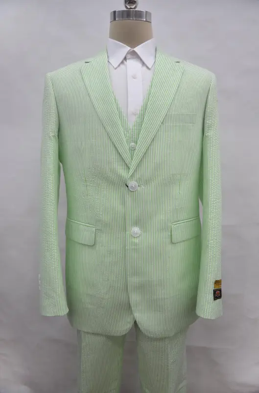 Seersucker-3BV Green - Mens Modern Fit Suit