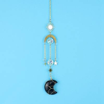 Obsidian Moon Sun Catcher Hanging Ornaments