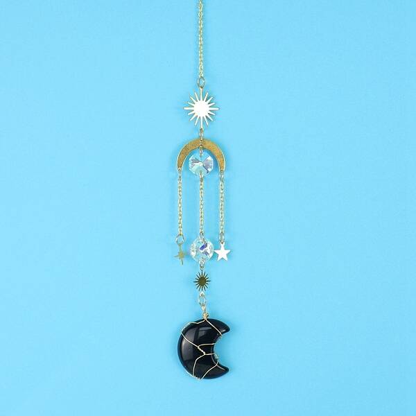 Obsidian Moon Sun Catcher Hanging Ornaments