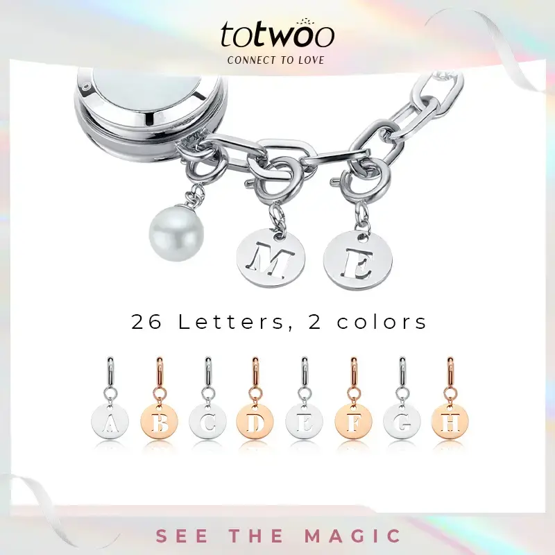 【Letter Charm Only】totwoo 26 Letter Charm of Touch Bracelets 3 Colors Silver Rose Gold Black  Jewelry Accessories