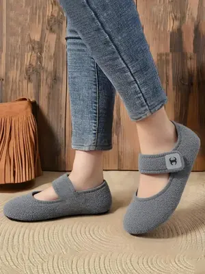 Women's Solid Color Plush Slippers, Casual Soft Comfortable Home Slippers, Warm Slippers for Indoor & Outdoor Use for Fall & ...