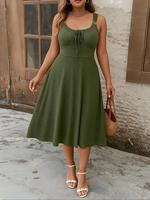 【Plus Size】 Solid Tank Dress, Casual Sleeveless A Line Dress for Summer, Women's Plus Clothing for Daily Wear
