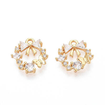 Brass Micro Pave Cubic Zirconia Charms